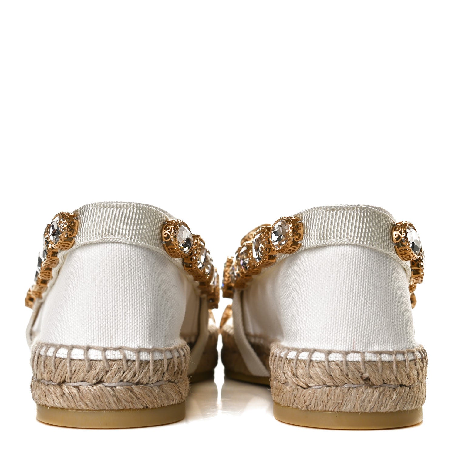 Gucci Canvas Crystal Embellished Espadrilles 39 Great White 6 of 11