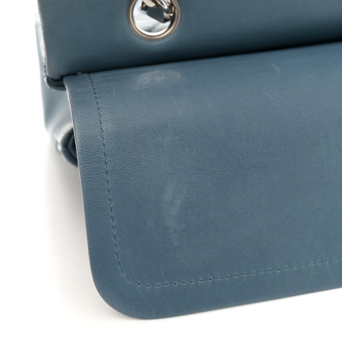 Lambskin Quilted Medium Double Flap Blue