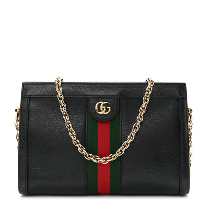 Gucci Calfskin GG Web Small Ophidia Chain Shoulder Bag Black 1 of 10