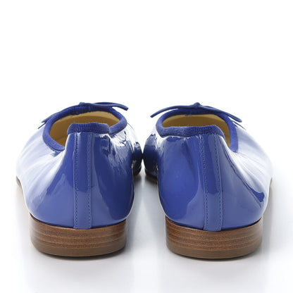 Chanel Patent Calfskin CC Cap Toe Ballerina Flats 40 Blue 6 of 9