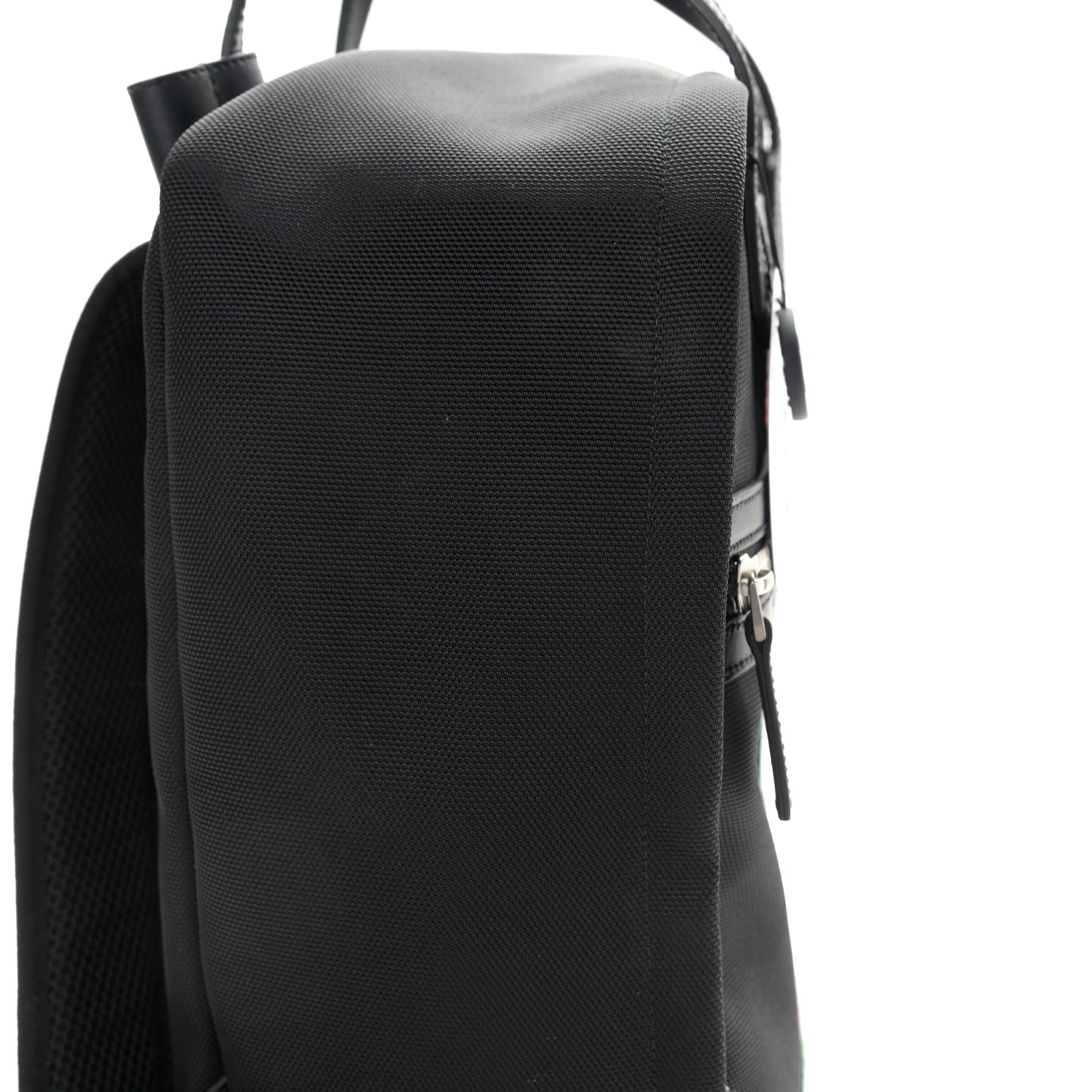 Techno Canvas Appia Calfskin Web Tote Backpack Black