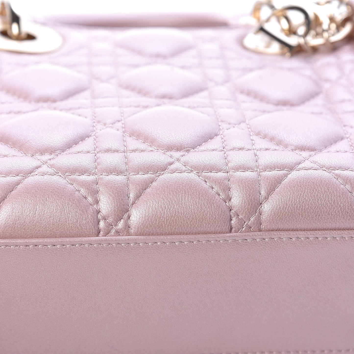 Metallic Lambskin Cannage Mini Lady Dior Lotus