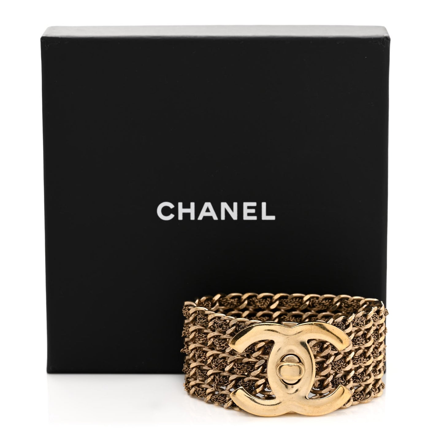 Metal CC Turnlock Multistrand Chain Bracelet M Gold