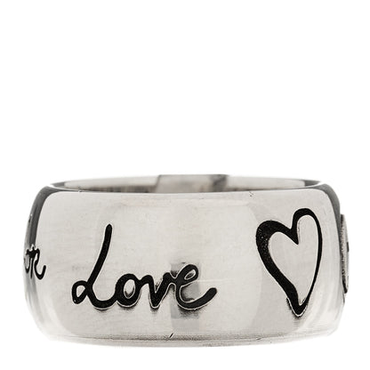 Gucci Sterling Silver Wide Blind for Love Band Ring 48 4.5 3 of 8