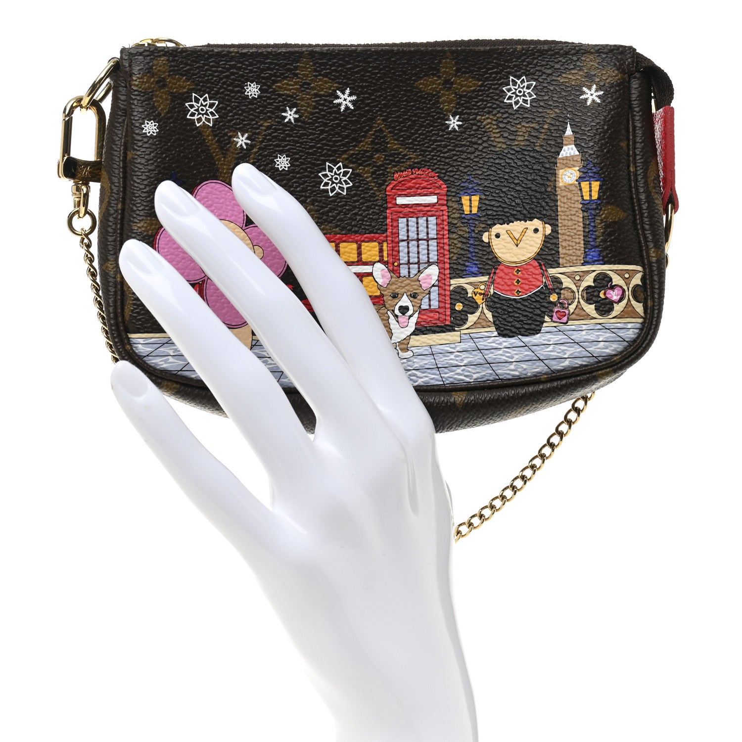Louis Vuitton Monogram 2021 Christmas Animation London Mini Pochette Accessories Red 2 of 7