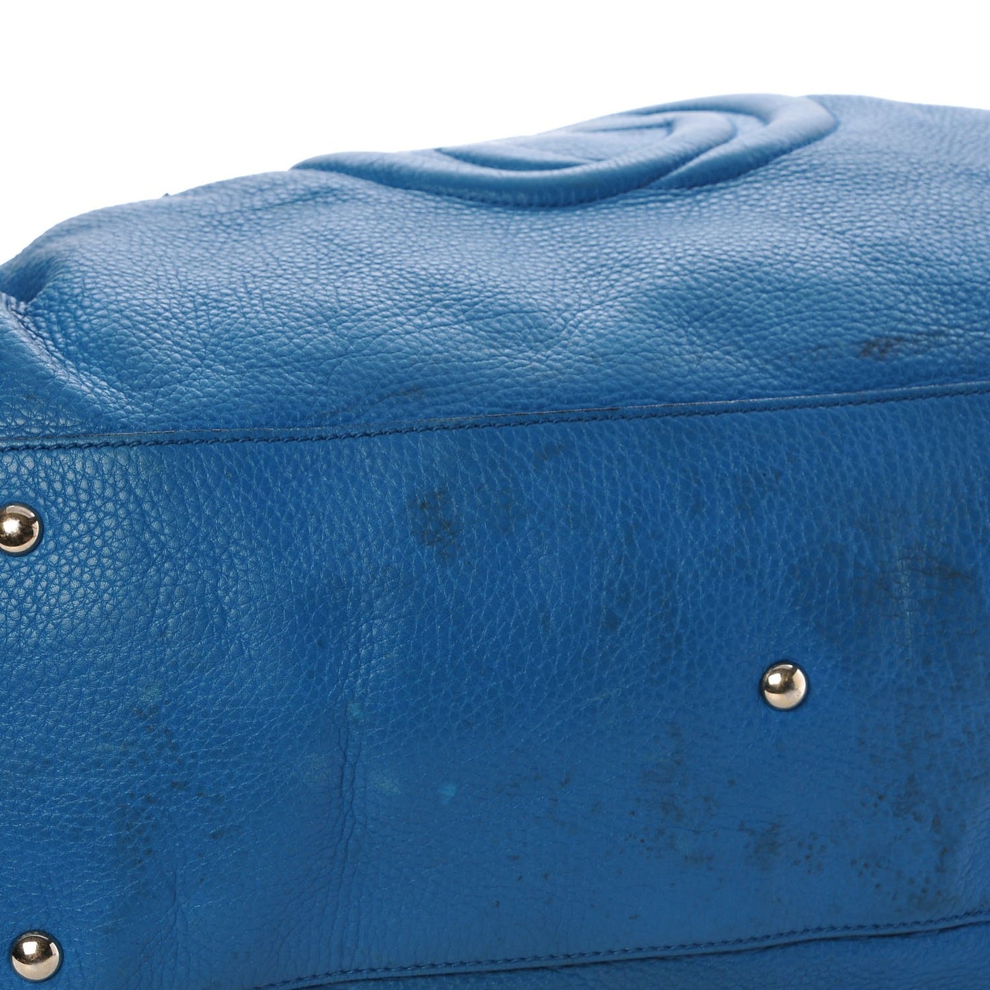 Pebbled Calfskin Large Soho Shoulder Bag Riviera Blue