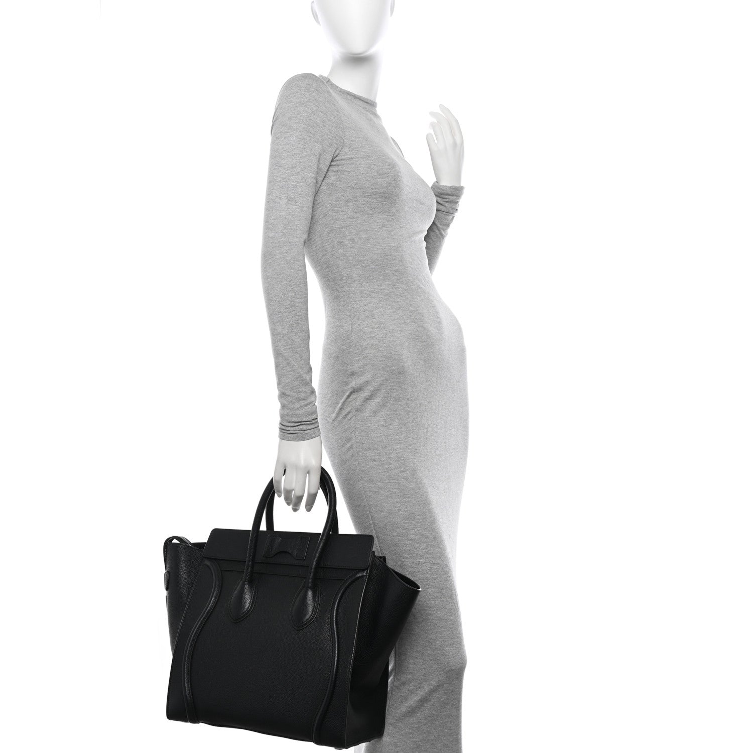 Celine Drummed Calfskin Mini Luggage Black 2 of 13