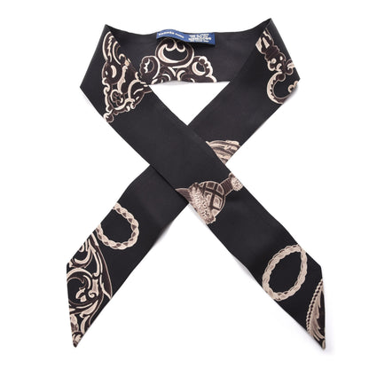 Hermes Silk Les Cles Twilly Black 1 of 3