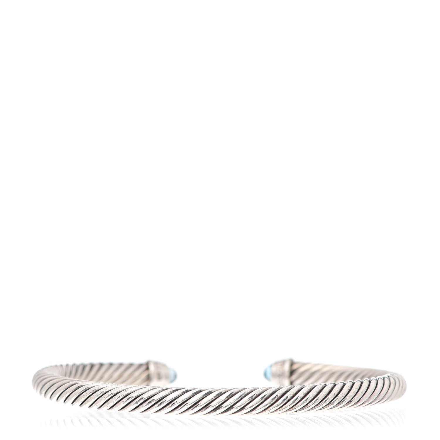 David Yurman Sterling Silver Diamond Blue Topaz 5mm Cable Classics Bracelet 3 of 4