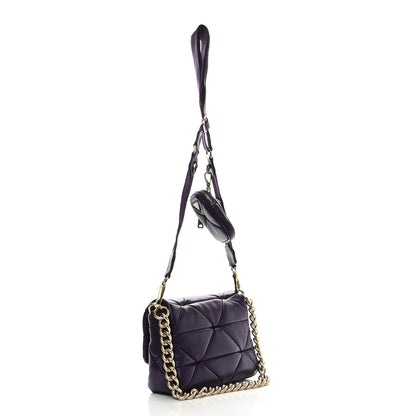 Prada Nappa Re-Nylon Triangle Quilted Patchwork System Flap Shoulder Bag Viola 3 of 10