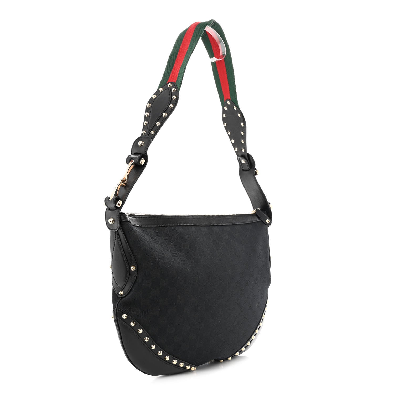 Gucci Monogram Pelham Studded Shoulder Bag Black 3 of 10