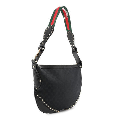 Gucci Monogram Pelham Studded Shoulder Bag Black 3 of 10