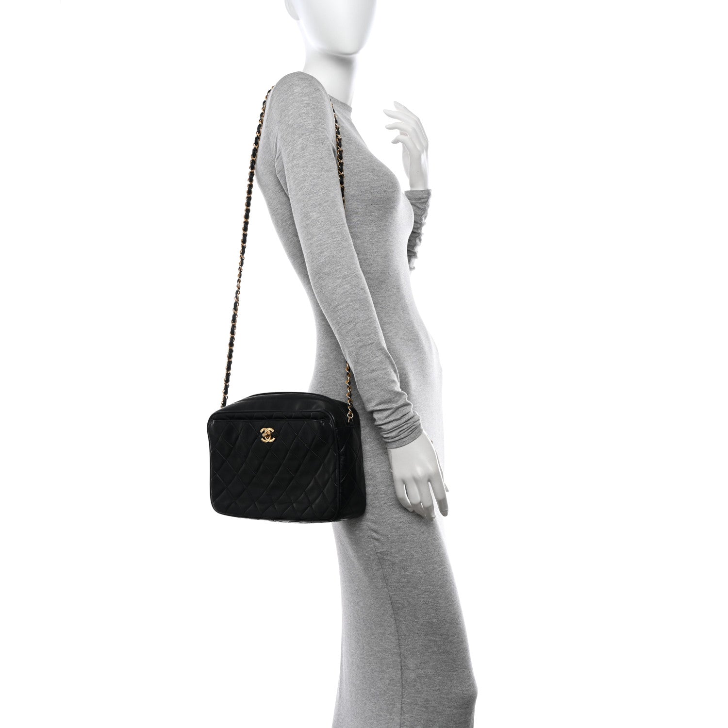 Chanel Lambskin Quilted Camera Case Black 2 of 12