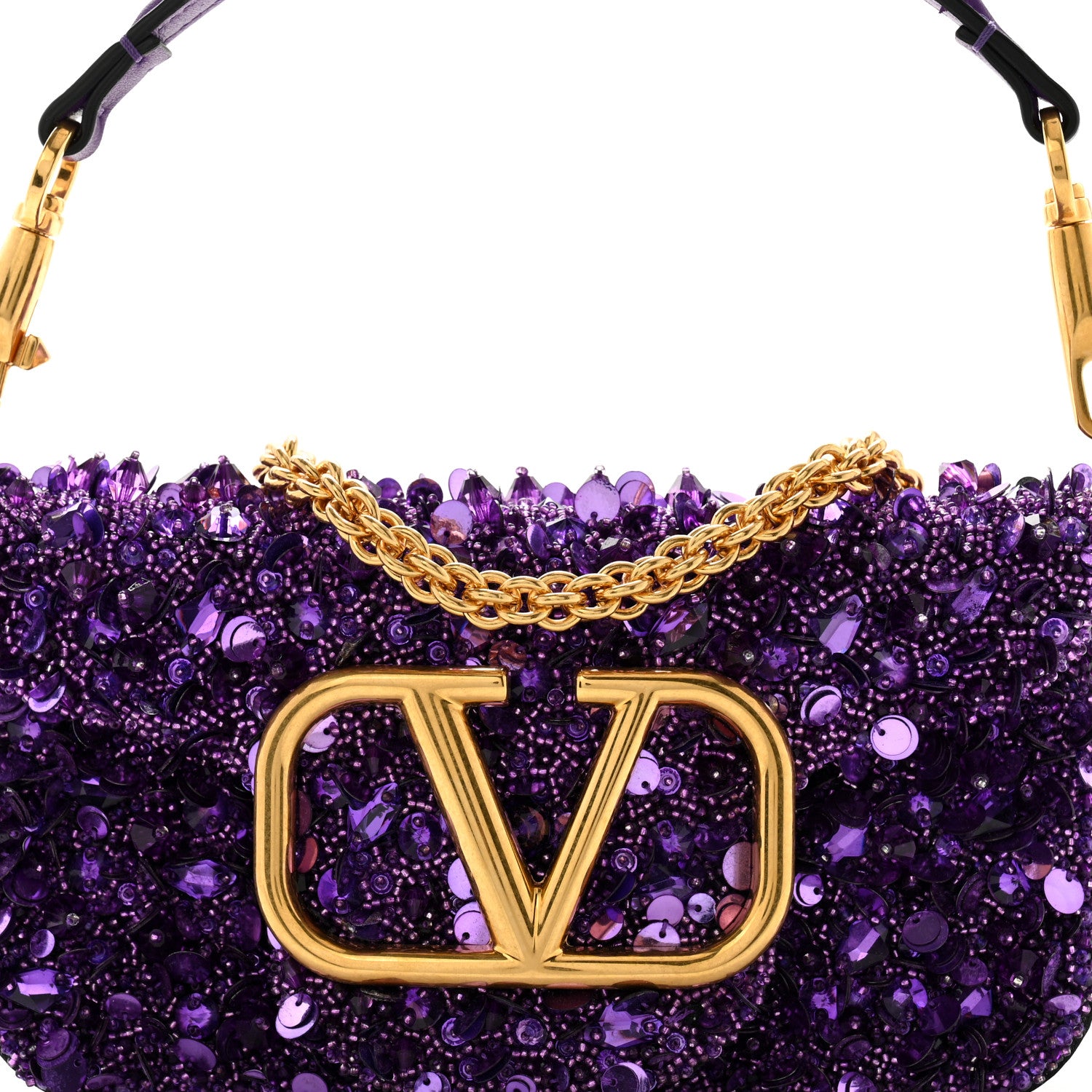 Valentino Garavani Sequin Vlogo Small Loco Shoulder Bag Purple 7 of 11