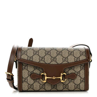 Gucci GG Supreme Monogram Mini Horsebit 1955 Shoulder Bag Beige Brown Sugar 1 of 10