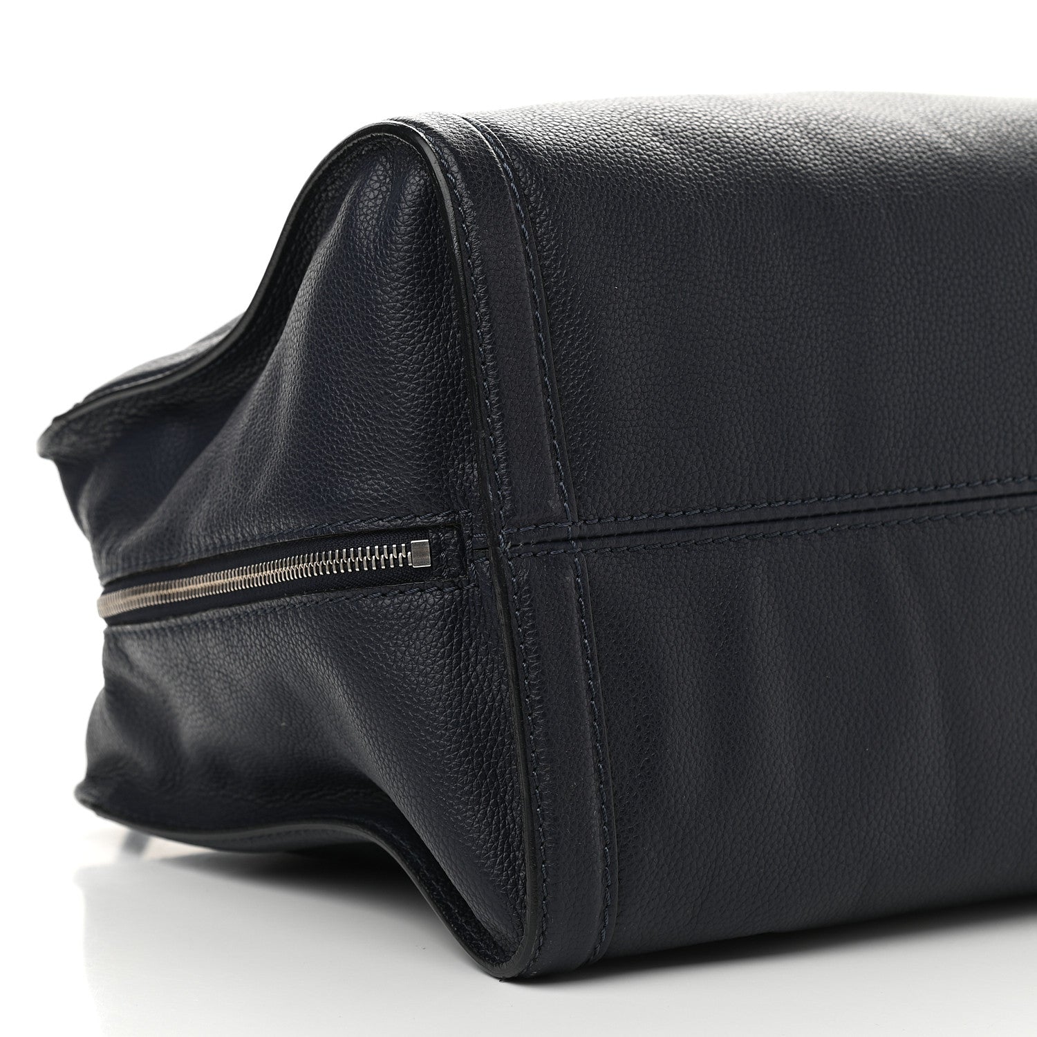 Alexander McQueen Pebbled Calfskin Large Skull Padlock Zip Around Tote Navy 8 of 9