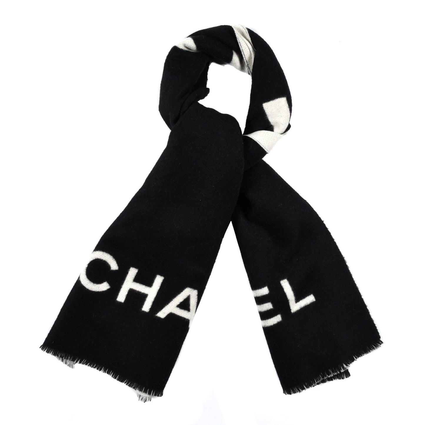 Cashmere CC Scarf Black White