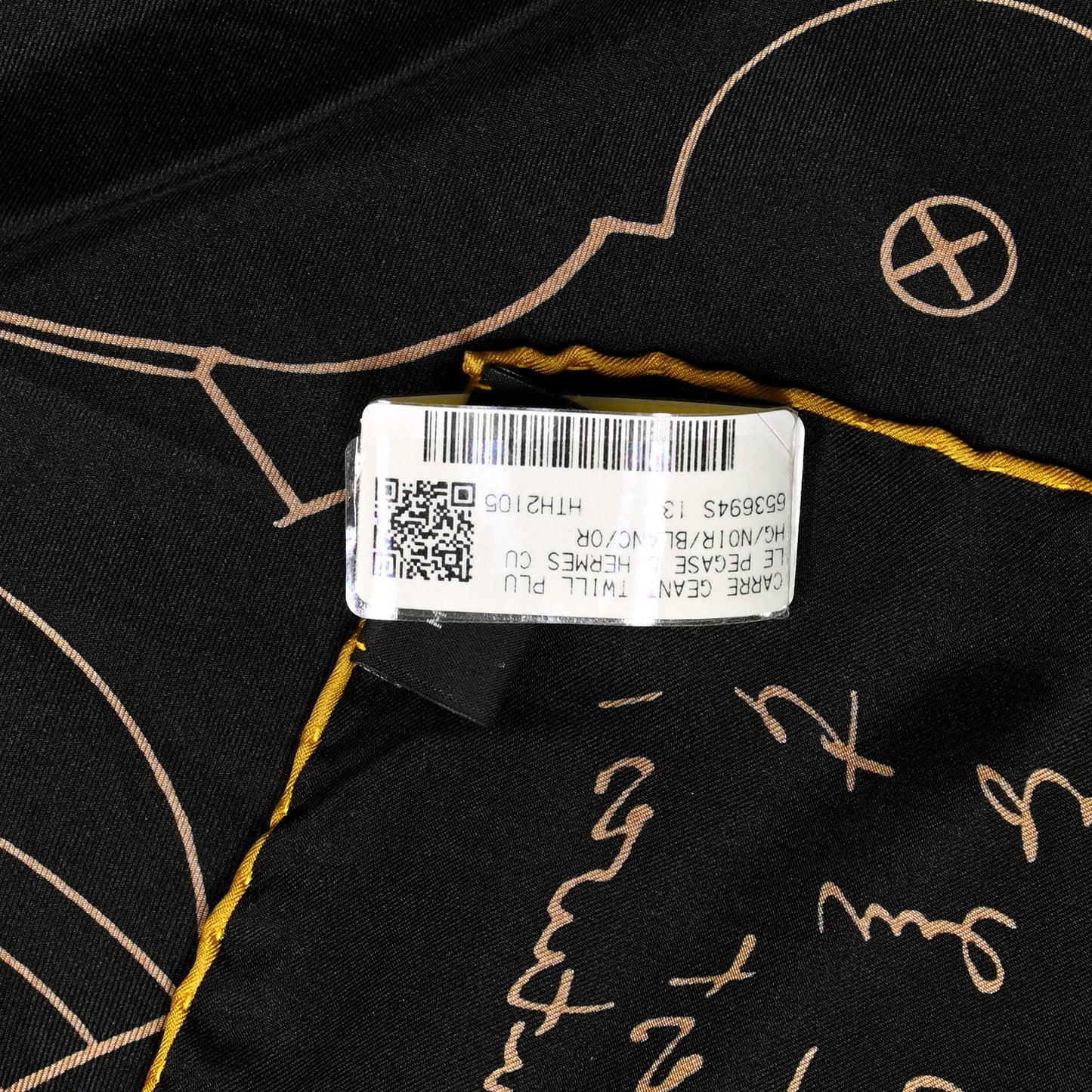 Silk Twill Le Pegase D Hermes Giant Scarf 140 Black White Or