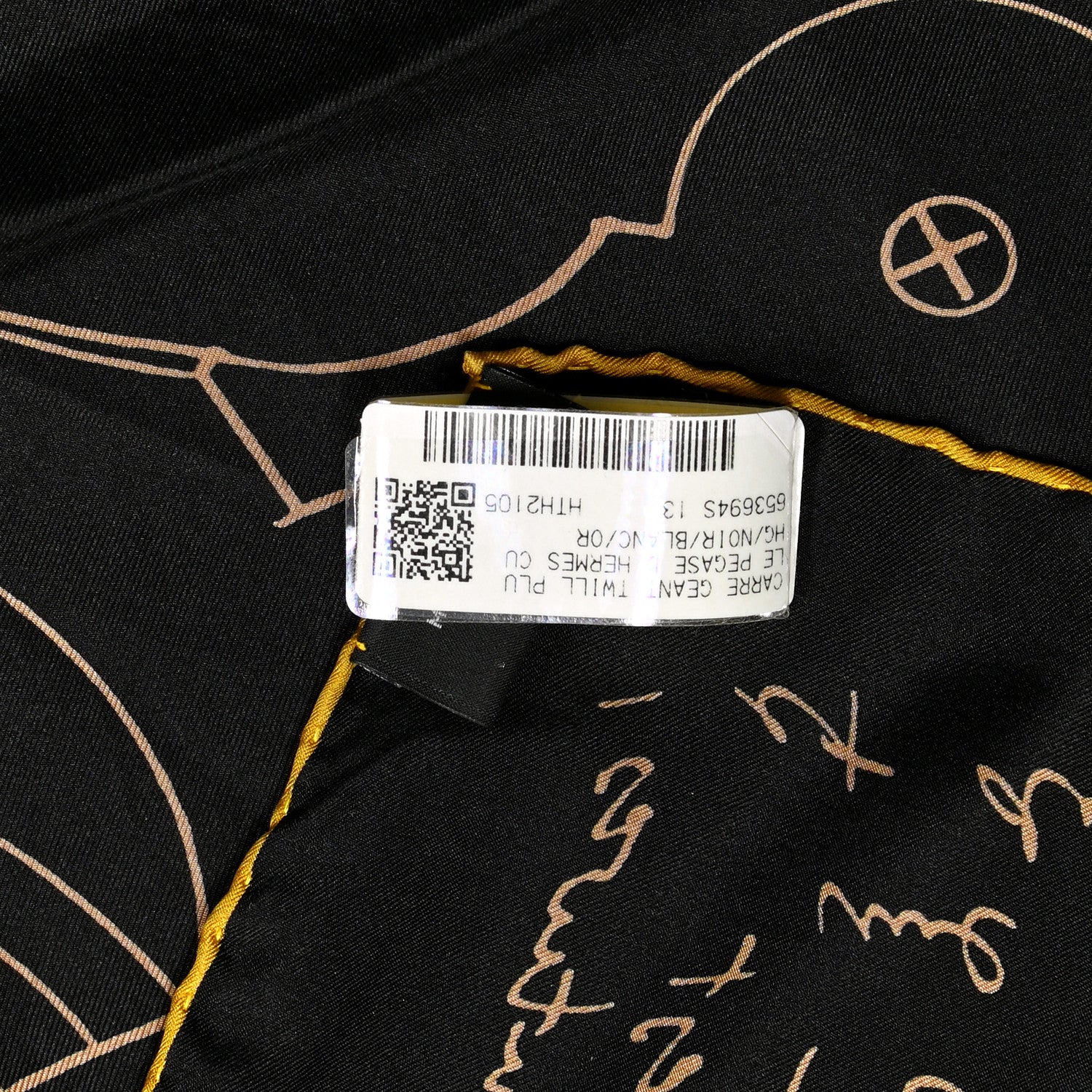 Hermes Silk Twill Le Pegase D Hermes Giant Scarf 140 Black White Or 3 of 6