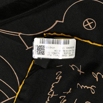 Hermes Silk Twill Le Pegase D Hermes Giant Scarf 140 Black White Or 3 of 6