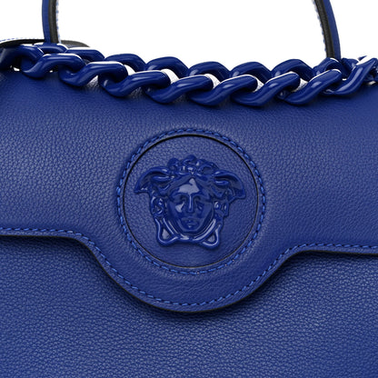 Versace Calfskin Medium La Medusa Top Handle Handbag Lapis 7 of 11
