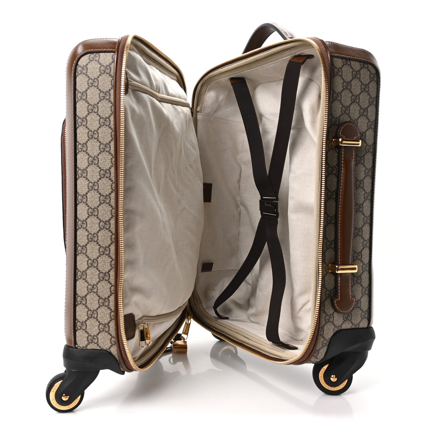 GG Supreme Monogram Calfskin Carry On Trolley Beige Ebony