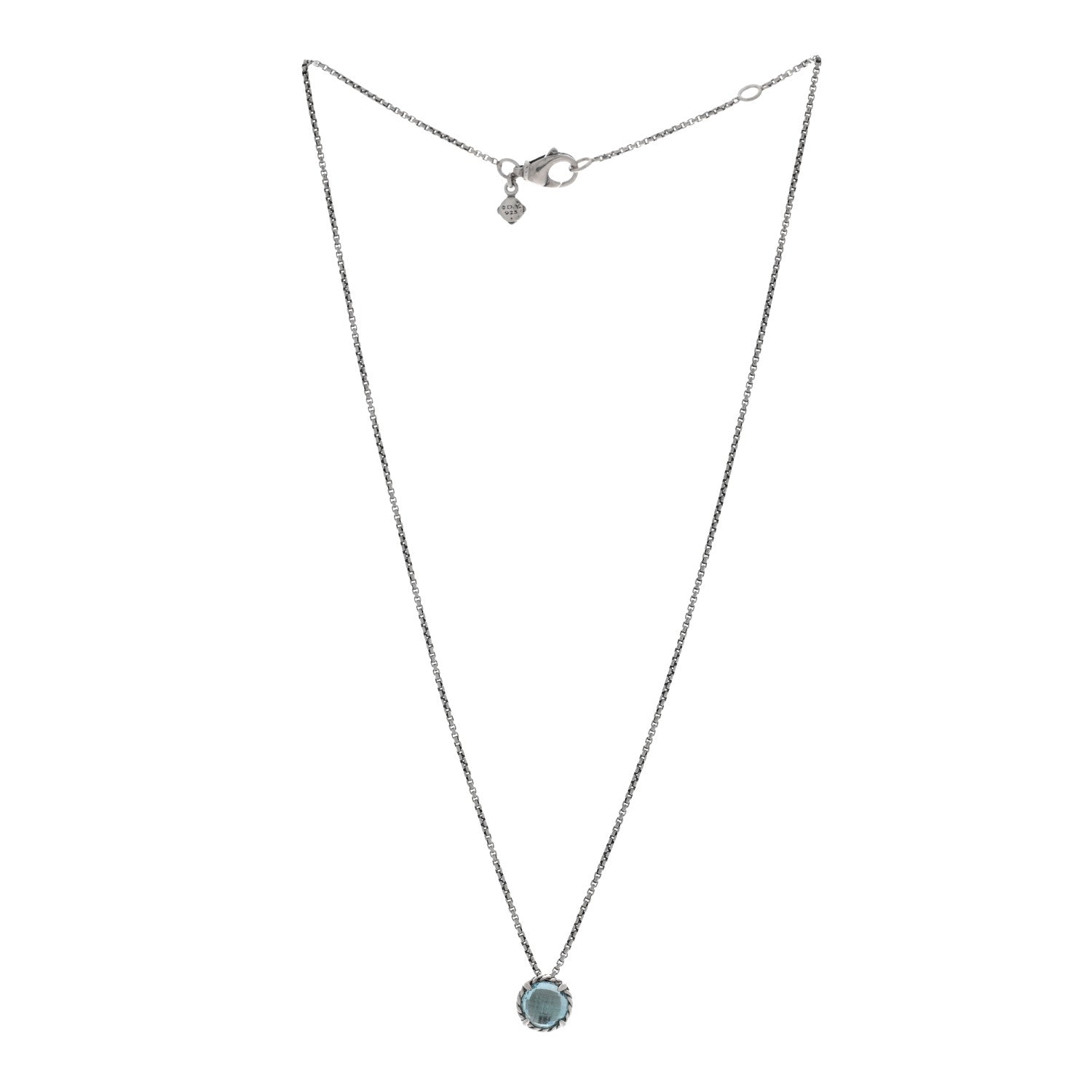 David Yurman Sterling Silver Blue Topaz 8mm Chatelaine Pendant Necklace 2 of 4
