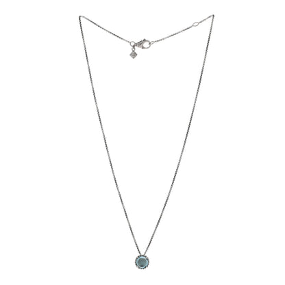 David Yurman Sterling Silver Blue Topaz 8mm Chatelaine Pendant Necklace 2 of 4