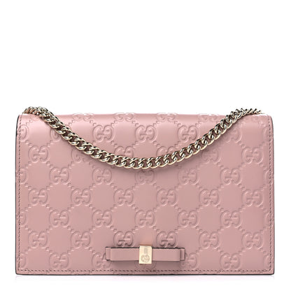 Gucci Guccissima Signature Bowy Chain Wallet Dark Cipria 1 of 10