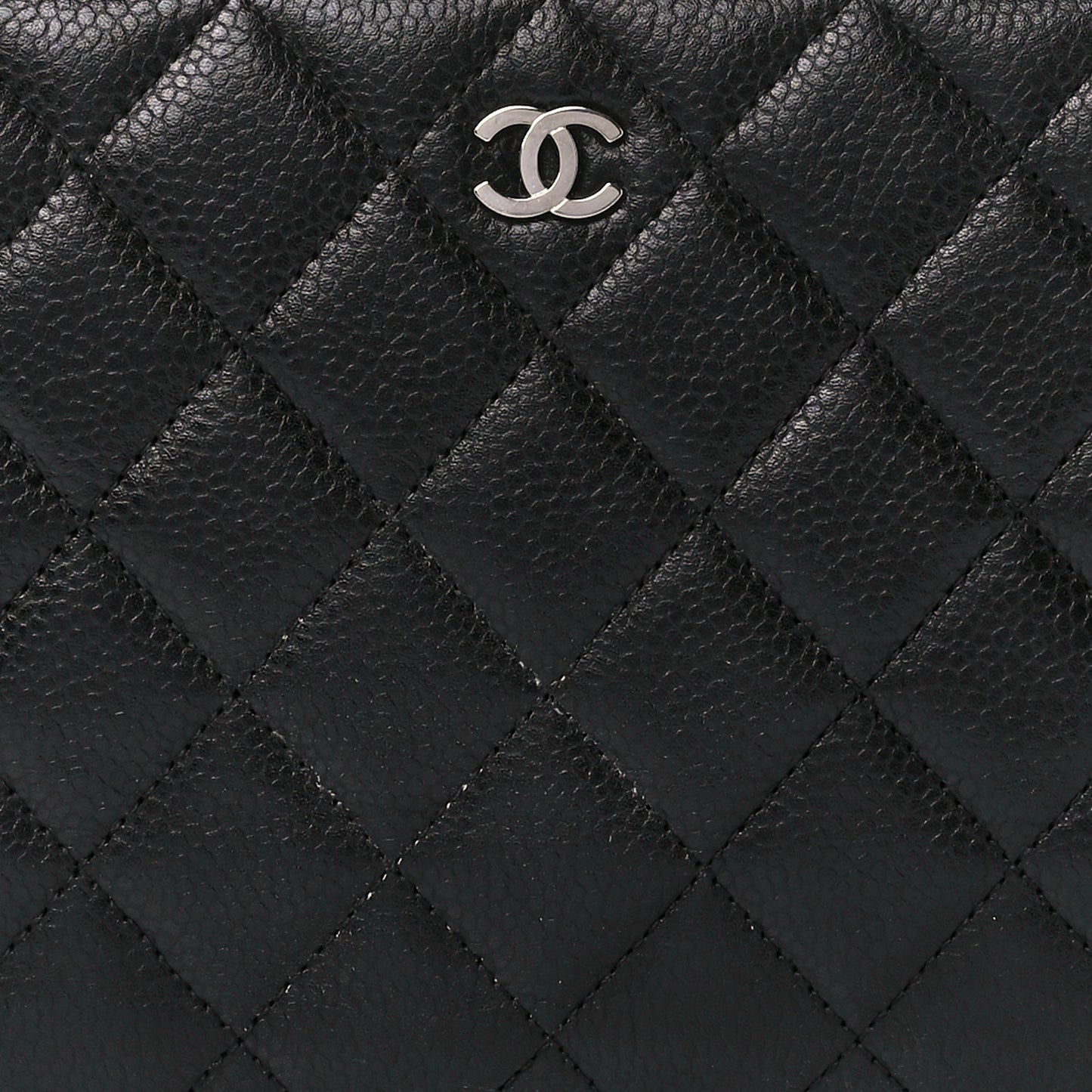 Caviar Quilted Large Zip Around Organizer Wallet Black