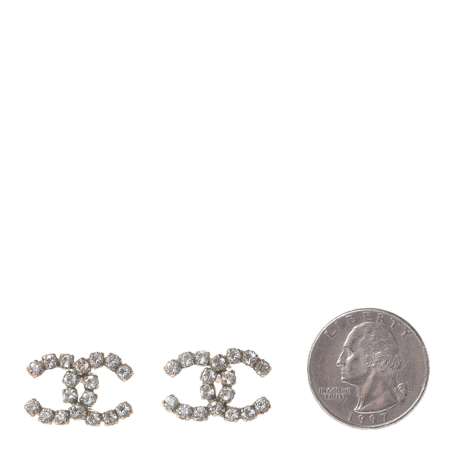 Chanel Crystal CC Earrings Gold 2 of 10