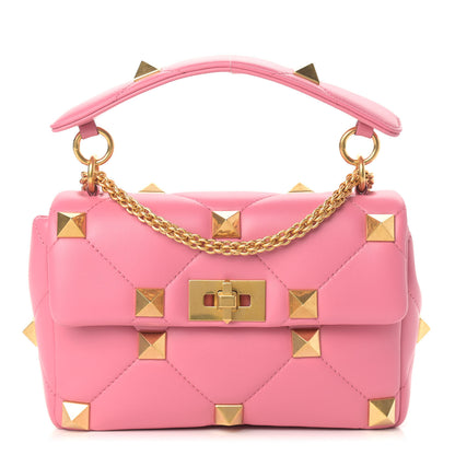 Valentino Garavani Nappa Medium Roman Stud Shoulder Bag Flamingo Pink 1 of 10