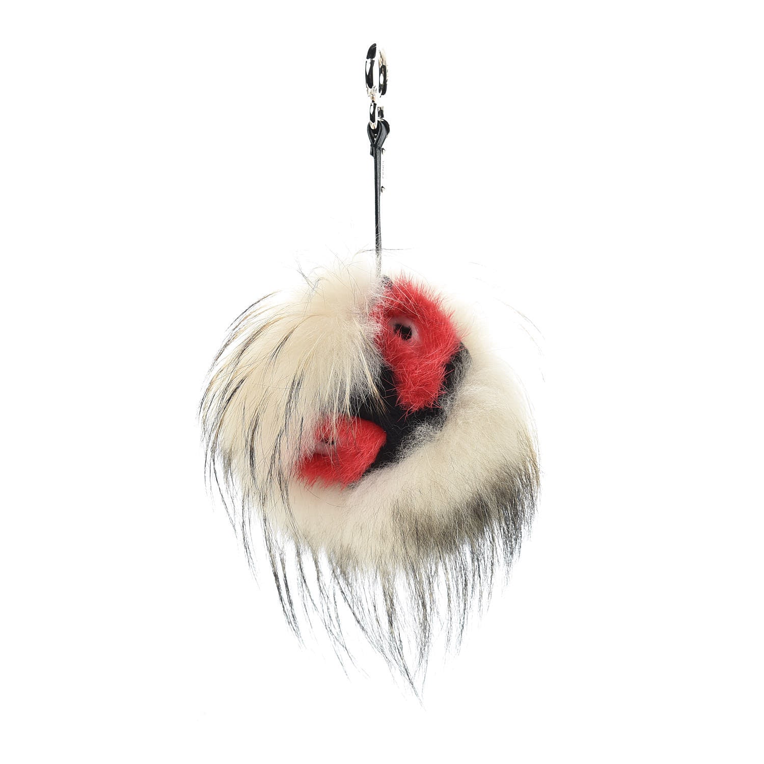 Fendi Mink Fox Rabbit Fur Vitello Flamingo Kurioso Monster Bag Bug Charm Beige Multicolor Black 1 of 2