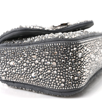 Gucci Suede Matelasse Crystal Mini GG Marmont Shoulder Bag Grey 9 of 10