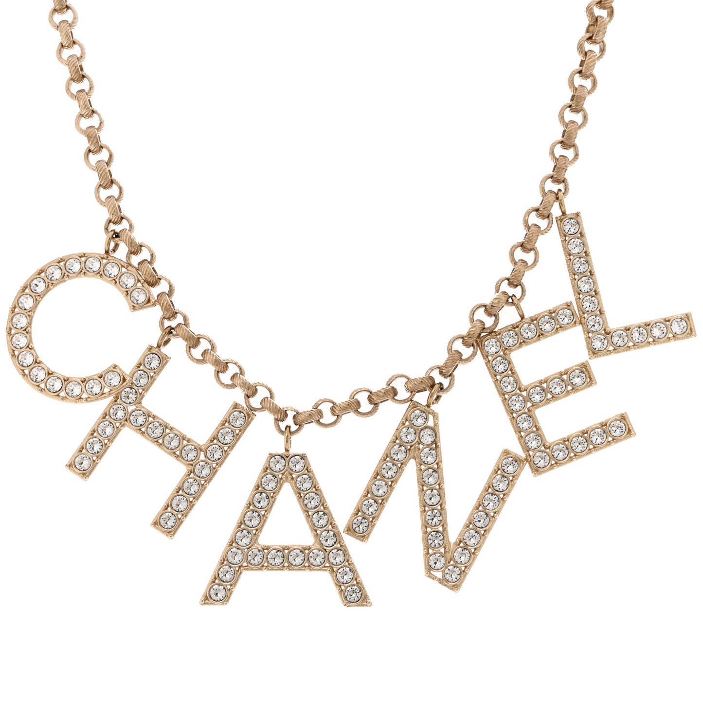 Crystal City of Lights Letter Chain Necklace Gold