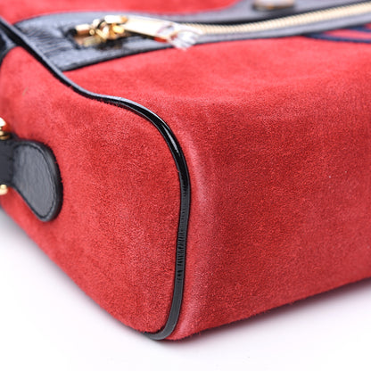 Gucci Suede Patent Web Small Ophidia Shoulder Bag Hibiscus Red Black 9 of 11