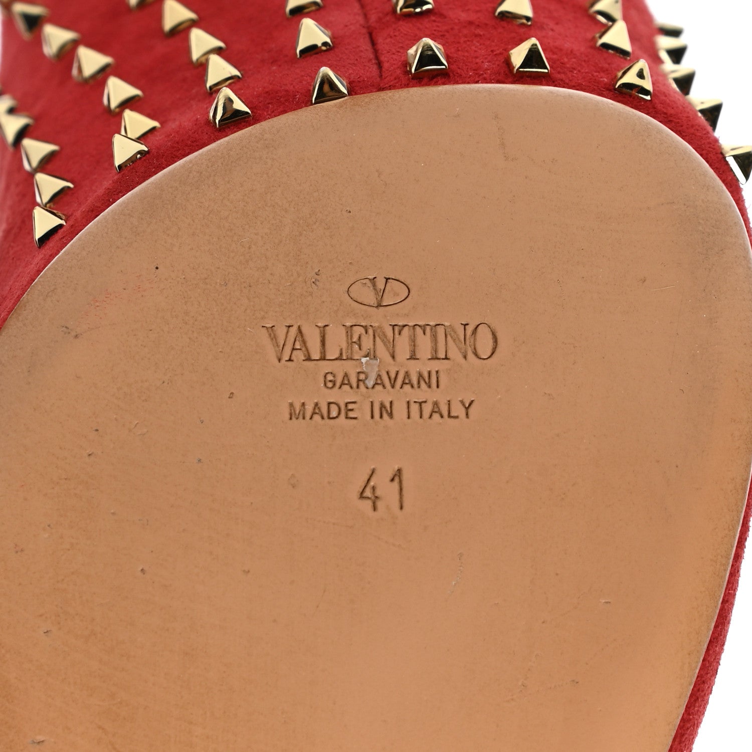 Valentino Garavani Suede Rockstud Stud Pumps 41 Red 6 of 8