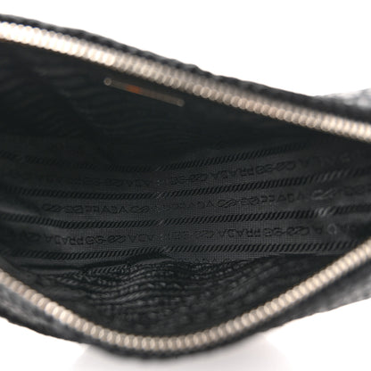 Prada Yarn Raffia Effect Crochet Triangle Shoulder Bag Black 5 of 12