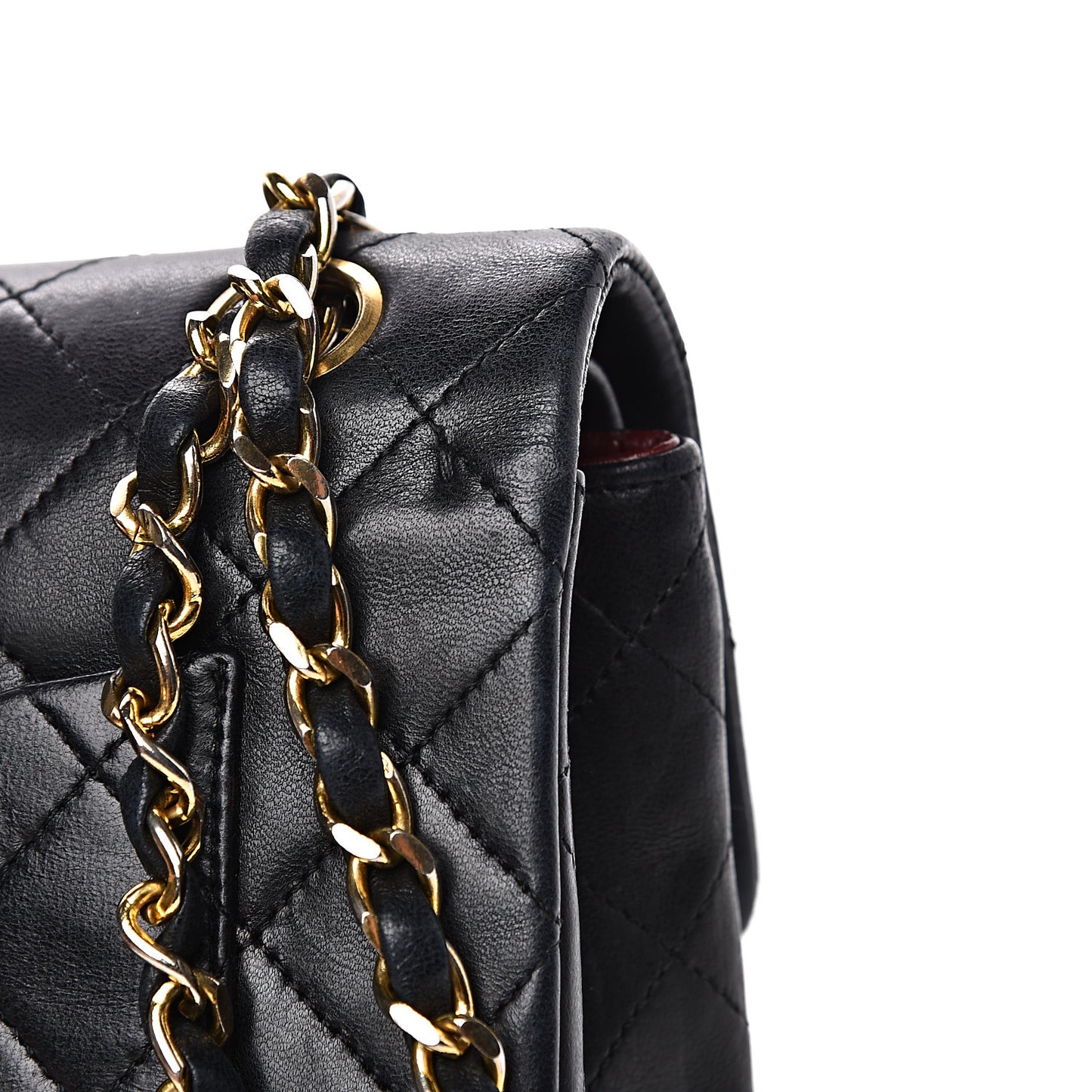 Lambskin Quilted Small Double Flap Black