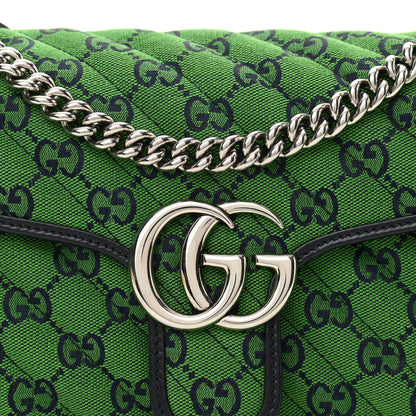 Gucci Monogram Multicolor Matelasse Diagonal Small GG Marmont Shoulder Bag Green Blue 8 of 10
