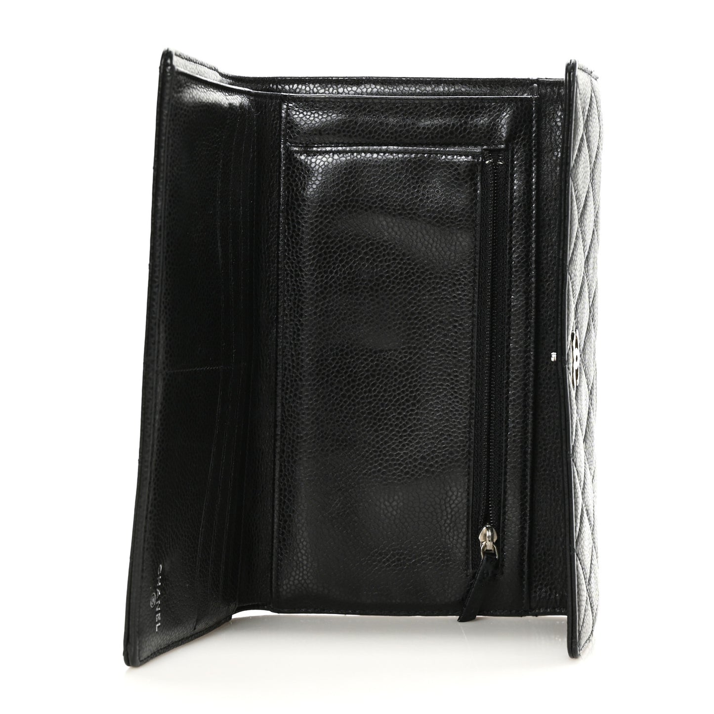 Caviar Quilted Large Flap Wallet Black