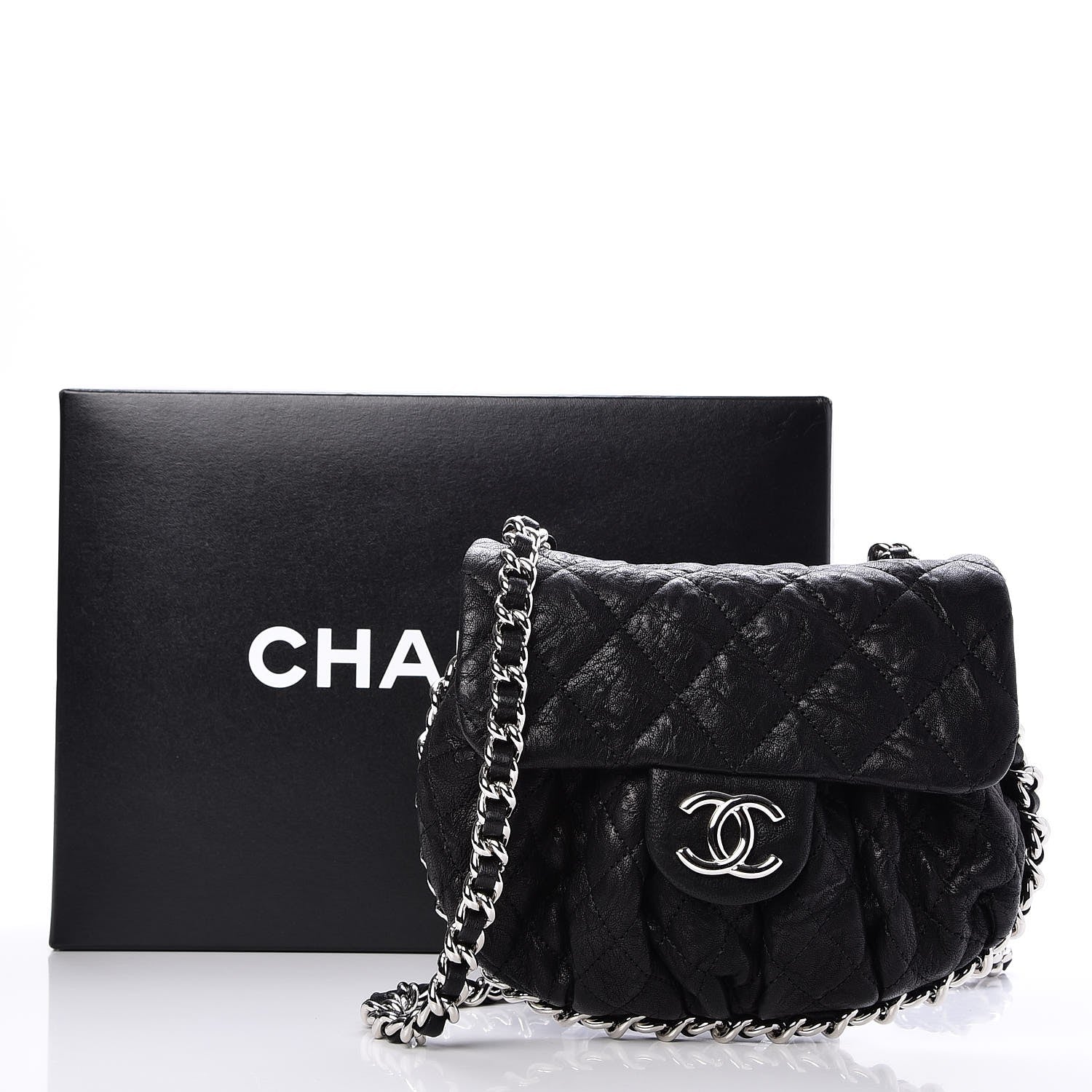 Chanel Washed Lambskin Quilted Mini Chain Around Flap Black 8 of 8