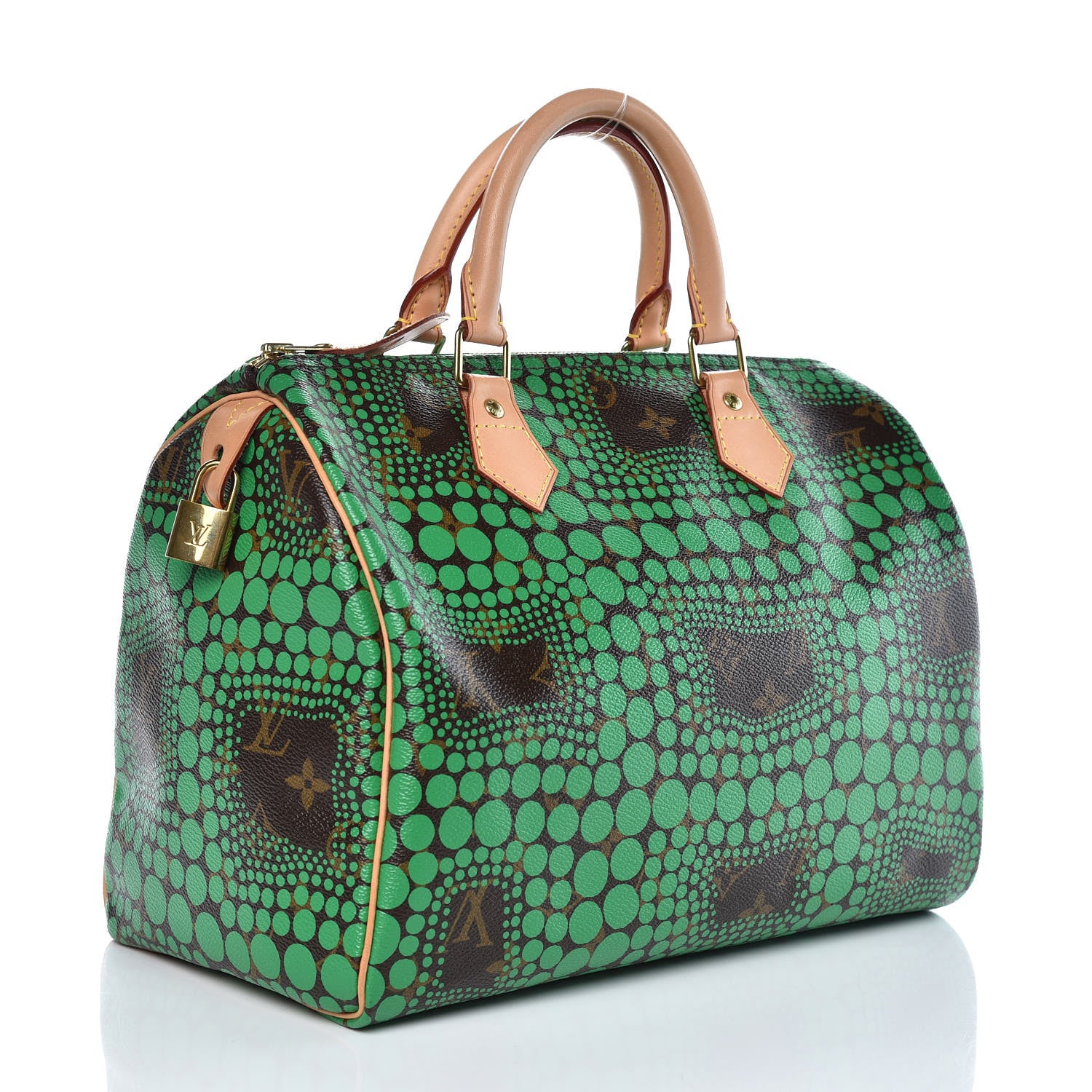Louis Vuitton Monogram Kusama Town Speedy 30 Green 3 of 7