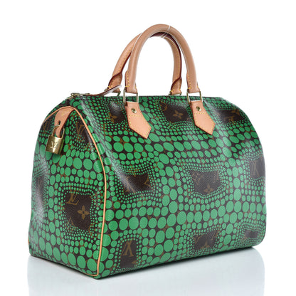 Louis Vuitton Monogram Kusama Town Speedy 30 Green 3 of 7
