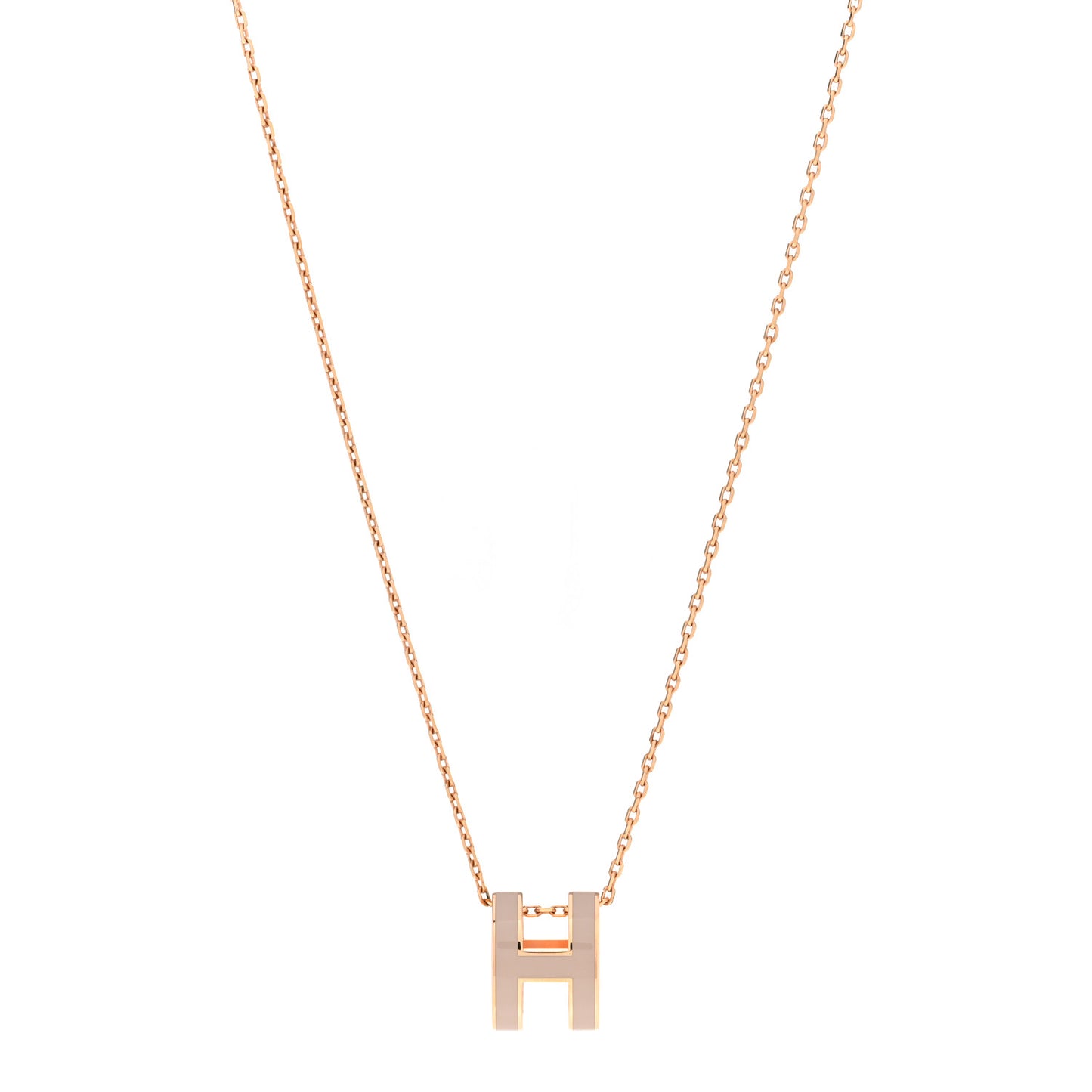 Lacquered Rose Gold Pop H Pendant Necklace Marron Glace