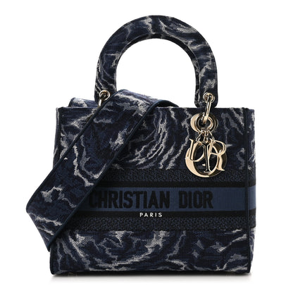 Christian Dior Canvas Embroidered Roses Medium Lady D-Lite  Blue 1 of 9