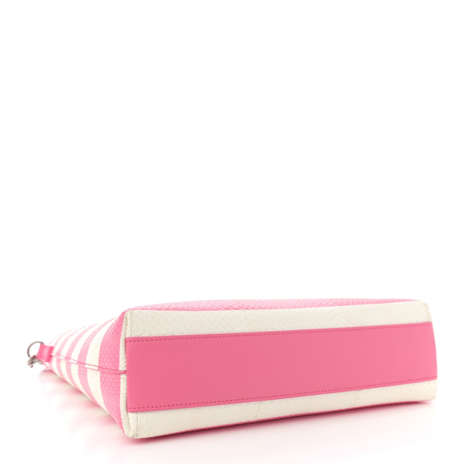 Saint Laurent Snakeskin Embossed Stripe Toy Shopping Tote White Pink 4 of 12