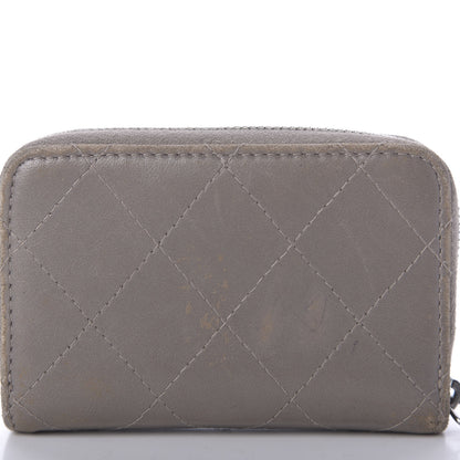 Chanel Calfskin Resin Quilted Zip Around Coin Purse Grey 9 of 9