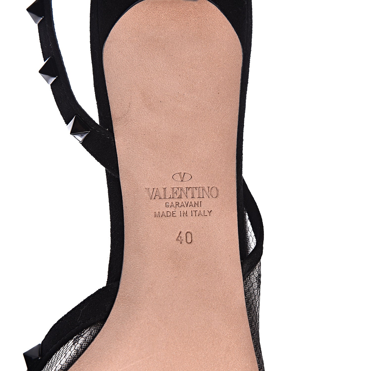 Valentino Garavani Mesh Point d'Esprit Rockstud Half D'Orsay Slingback 50mm Pumps 40 Black 7 of 8