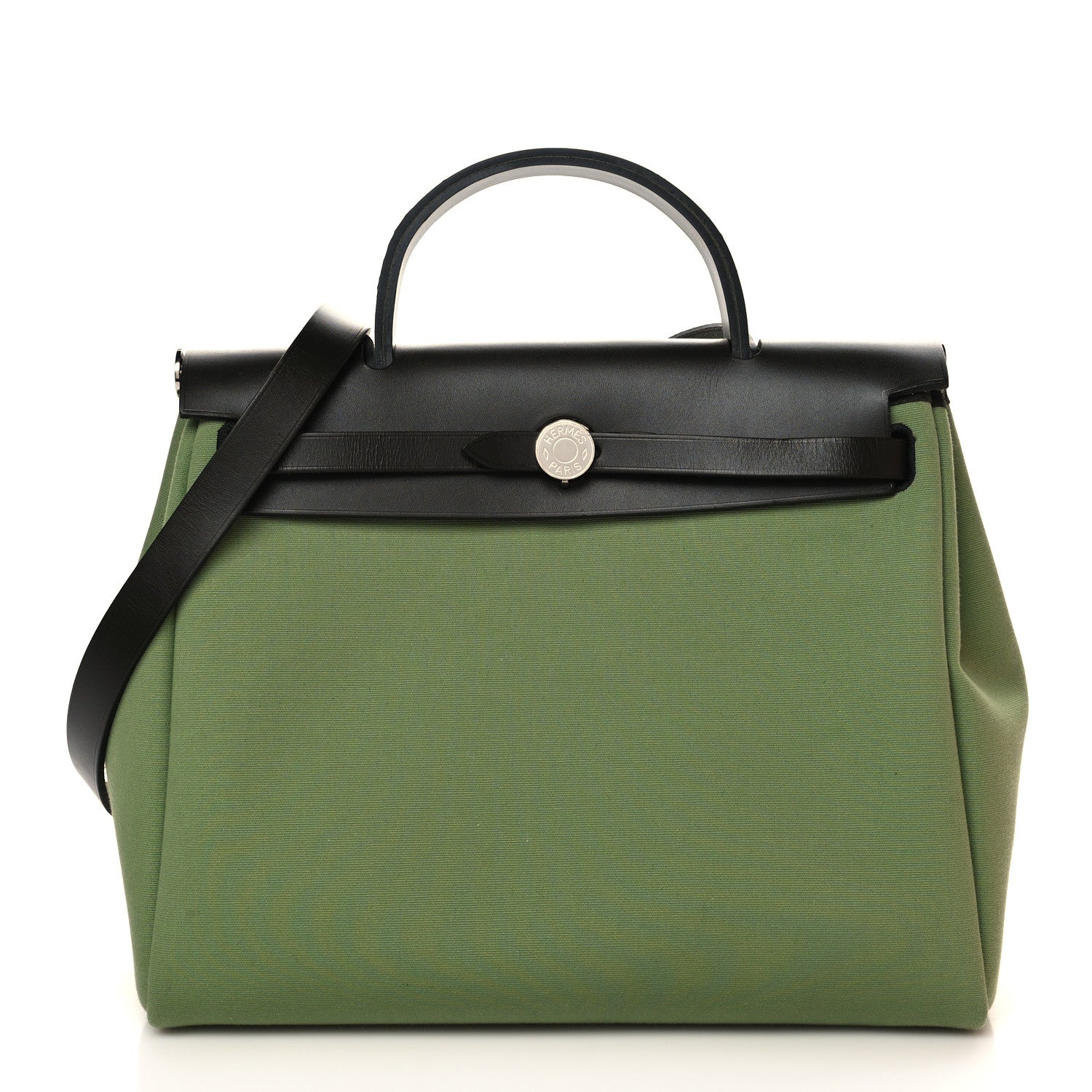Hermes Military Toile Vache Hunter Herbag Zip Retourne 31 PM Vert Criquet Black 2 of 10